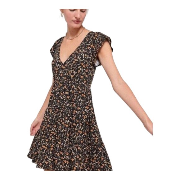 Urban Outfitters Julia Ditsy Floral Short Sleeve Tiered Mini Dress Women's XS - Picture 1 of 9